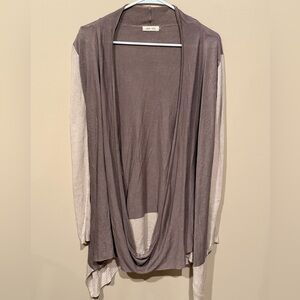 Sis Sis 2 toned open cardigan attached at bottom. Tan and brown size small. NWT